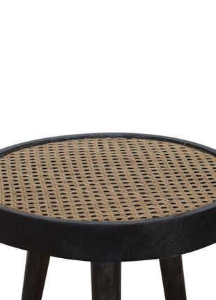 Carbon Black Rattan End Table