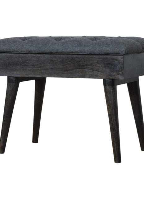 Black Tweed Storage Bench