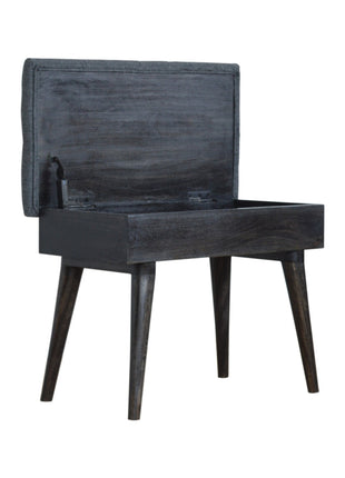 Black Tweed Storage Bench