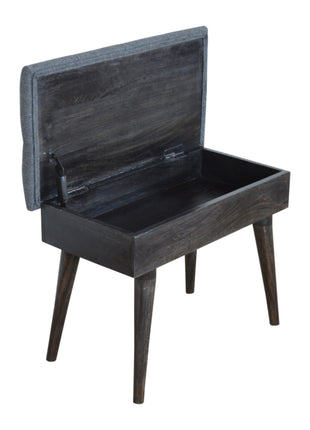 Black Tweed Storage Bench