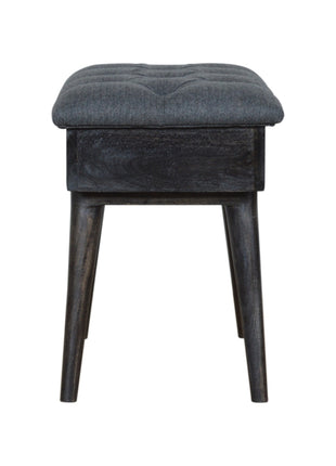 Black Tweed Storage Bench