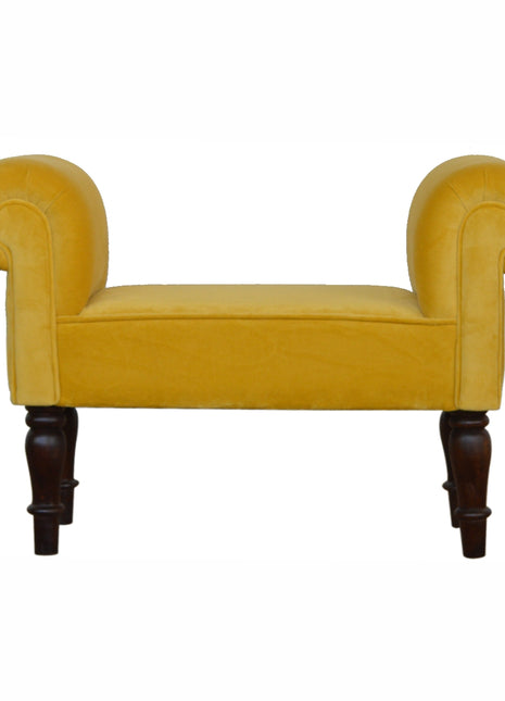 Mini Mustard Velvet Bench