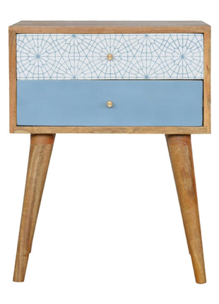 Blue Patterned Bedside