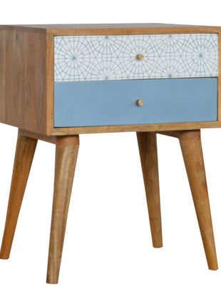 Blue Patterned Bedside