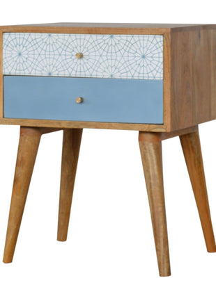 Blue Patterned Bedside