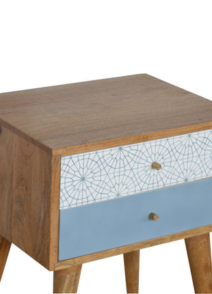 Blue Patterned Bedside