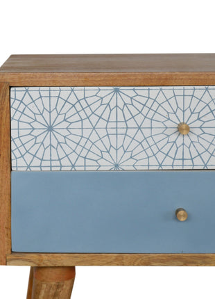 Blue Patterned Bedside