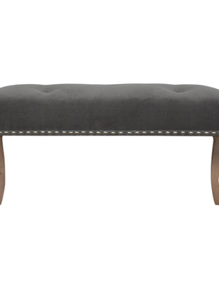 French Style Grey Velvet Bench