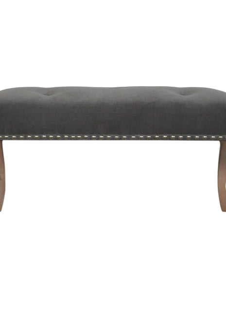 French Style Grey Velvet Bench
