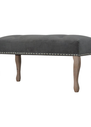 French Style Grey Velvet Bench