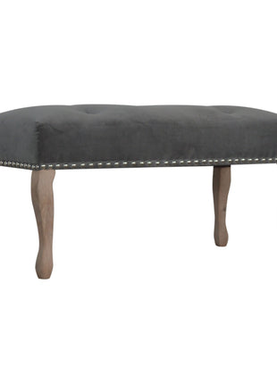 French Style Grey Velvet Bench