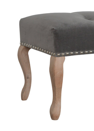 French Style Grey Velvet Bench