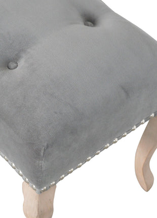 French Style Grey Velvet Bench