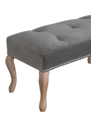French Style Grey Velvet Bench