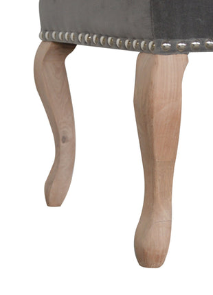 French Style Grey Velvet Bench