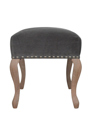 French Style Grey Velvet Bench