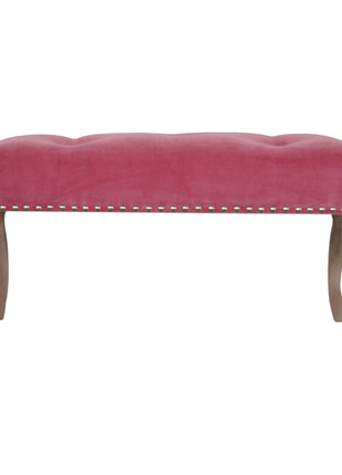 French Style Pink Velvet Bench