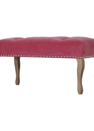 French Style Pink Velvet Bench