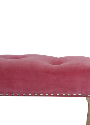 French Style Pink Velvet Bench