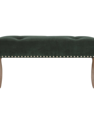 French Style Emerald Velvet Bench