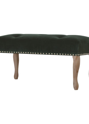 French Style Emerald Velvet Bench