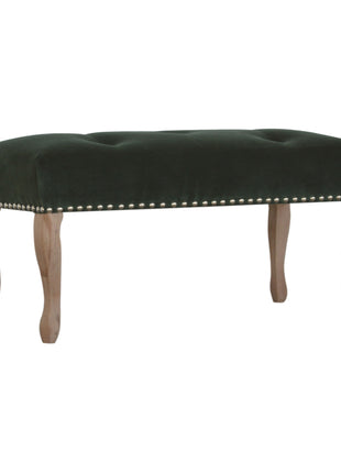 French Style Emerald Velvet Bench