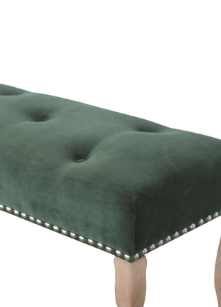 French Style Emerald Velvet Bench
