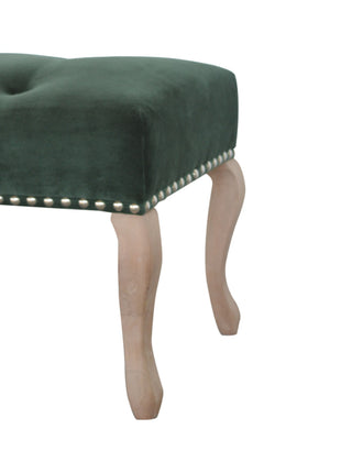 French Style Emerald Velvet Bench