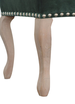 French Style Emerald Velvet Bench