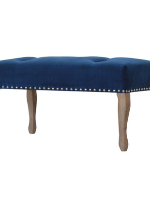 French Royal Blue Velvet Bench