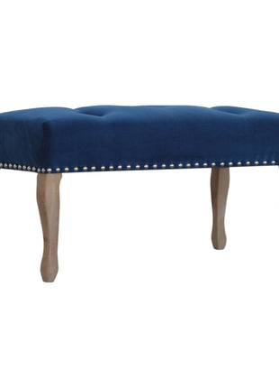French Royal Blue Velvet Bench