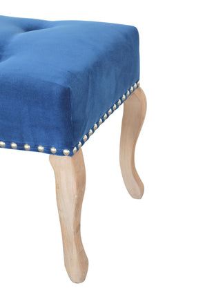 French Royal Blue Velvet Bench