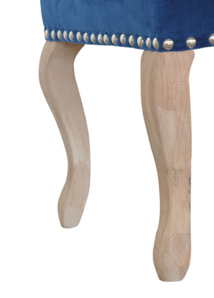 French Royal Blue Velvet Bench