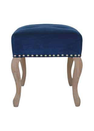 French Royal Blue Velvet Bench
