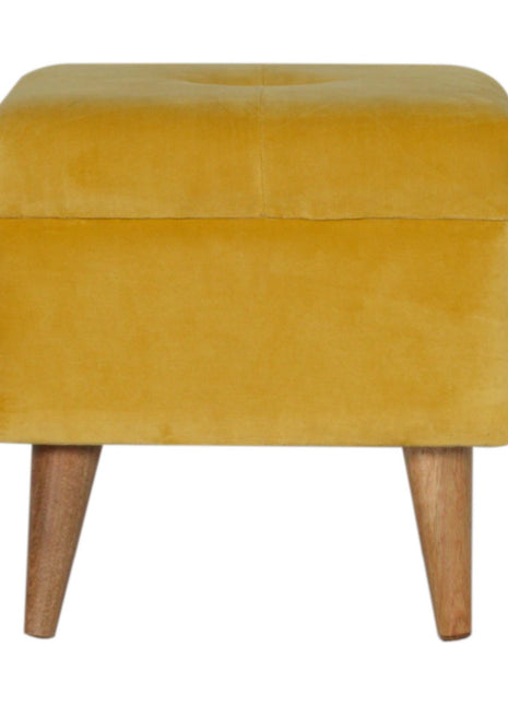Mustard Velvet Storage Footstool