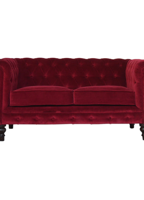 Wine Red Velvet Chesterfield Sofa