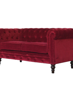 Wine Red Velvet Chesterfield Sofa