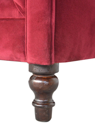 Wine Red Velvet Chesterfield Sofa