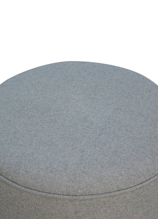 Round Grey Tweed Footstool