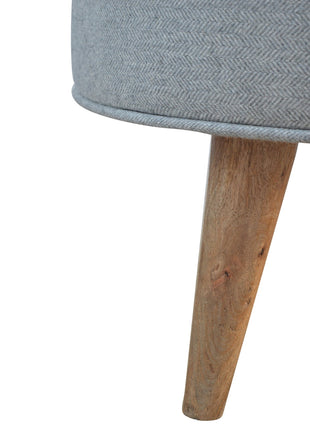 Round Grey Tweed Footstool