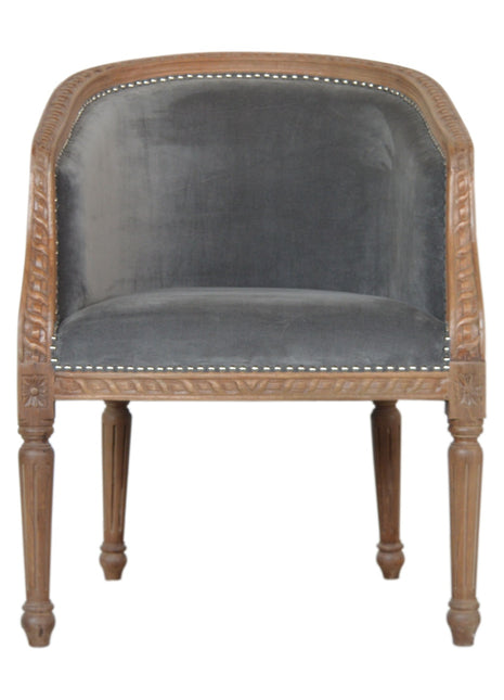 Silla ocasional de terciopelo gris