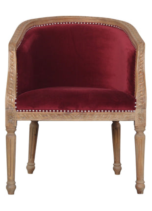 Silla ocasional de terciopelo rojo vino