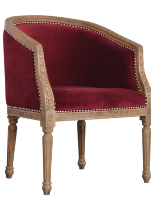 Silla ocasional de terciopelo rojo vino