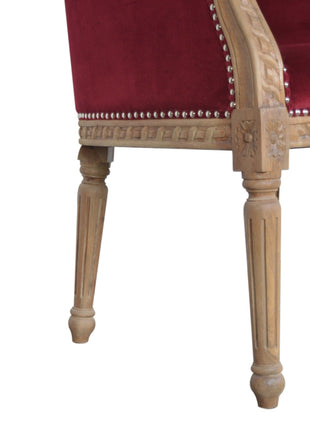 Silla ocasional de terciopelo rojo vino