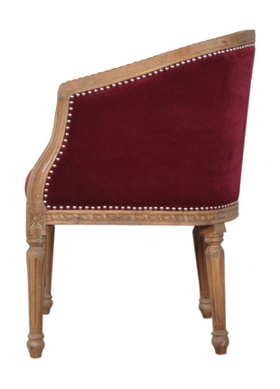 Silla ocasional de terciopelo rojo vino