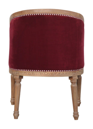 Silla ocasional de terciopelo rojo vino