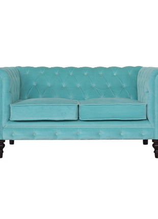 Chesterfield-Sofa aus Aqua-Samt