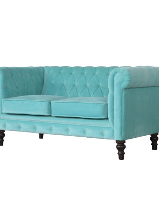 Chesterfield-Sofa aus Aqua-Samt