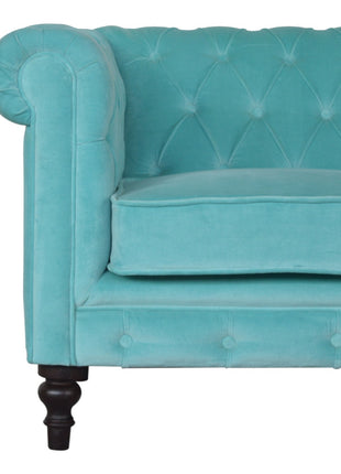 Chesterfield-Sofa aus Aqua-Samt