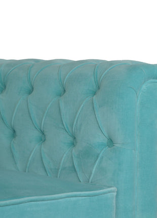 Chesterfield-Sofa aus Aqua-Samt